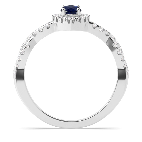 Crossing shank Blue Sapphire Engagement Rings