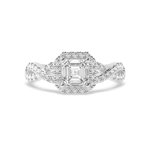 Asscher Crossing shank Engagement Rings
