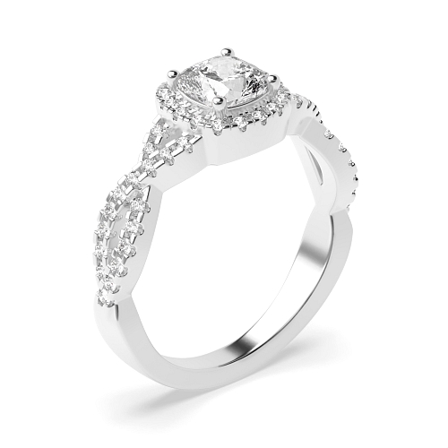 Cushion Crossing shank Halo Engagement Rings