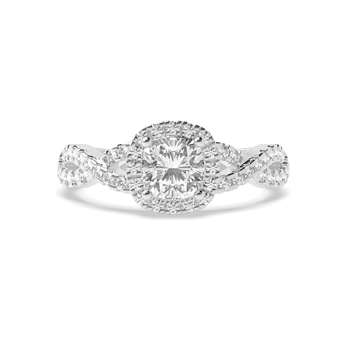 Cushion Crossing shank Halo Engagement Rings