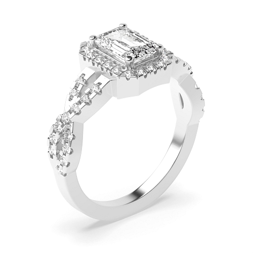 Emerald Crossing shank Engagement Rings