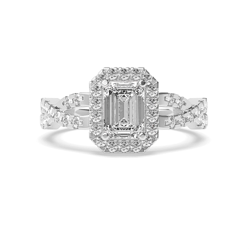 Emerald Crossing shank Engagement Rings
