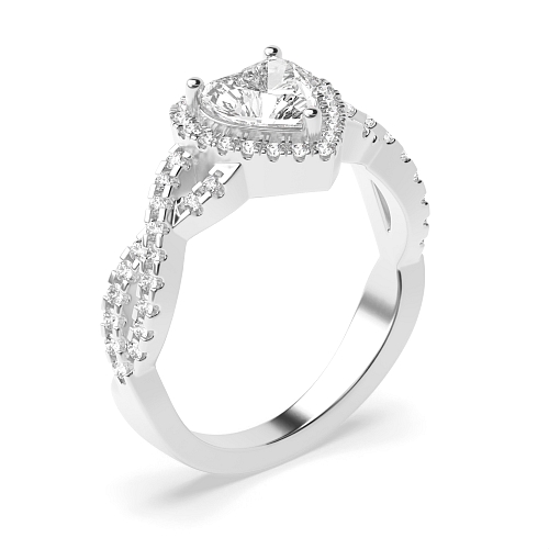 Prong Heart Crossing shank Engagement Rings