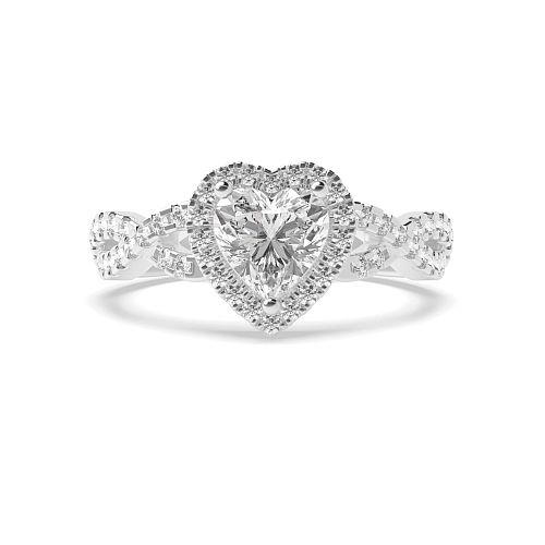 Prong Heart Crossing shank Engagement Rings