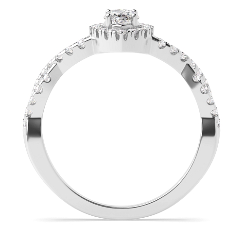 4 Prong Platinum Crossing Shank Halo Engagement Ring