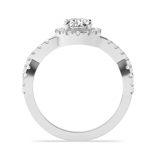 Oval Crossing shank Halo Engagement Rings