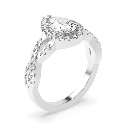 Prong Pear Crossing shank Engagement Rings