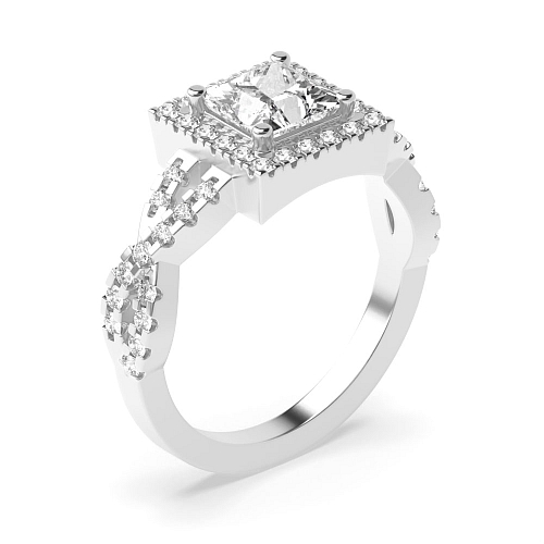 Princess Crossing shank Engagement Rings