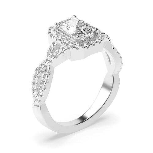 Radiant Crossing shank Engagement Rings