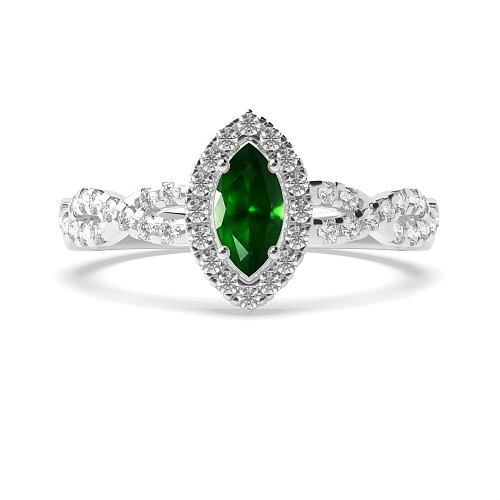 Crossing shank Emerald Engagement Rings