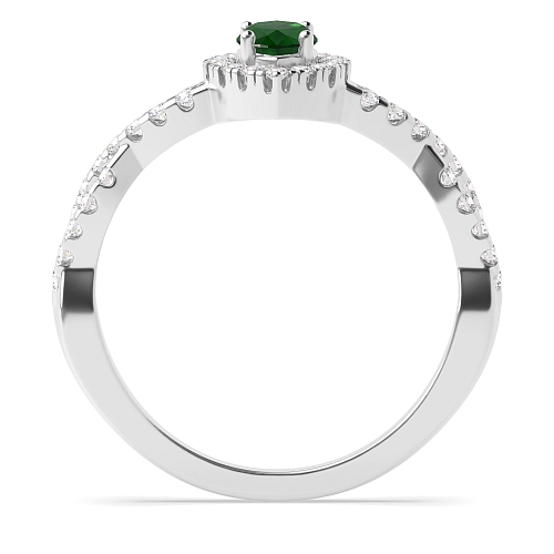 Crossing shank Emerald Engagement Rings