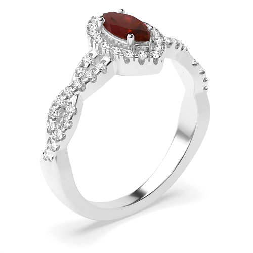 Crossing shank Garnet Engagement Rings