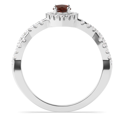 Crossing shank Garnet Engagement Rings