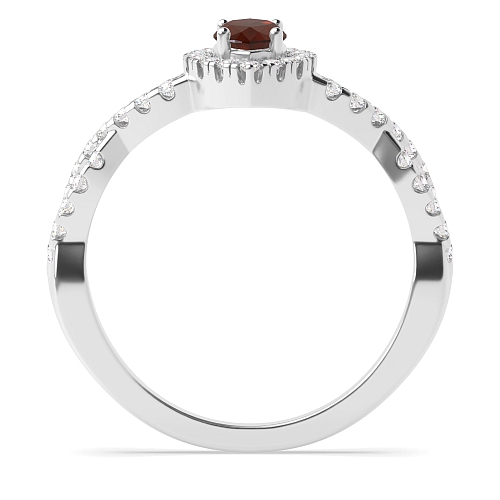 4 Prong Crossing shank Garnet Halo Engagement Rings