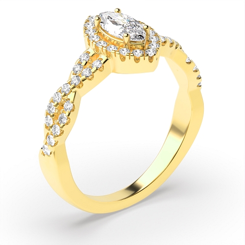 Yellow Gold Crossing shank Engagement Rings