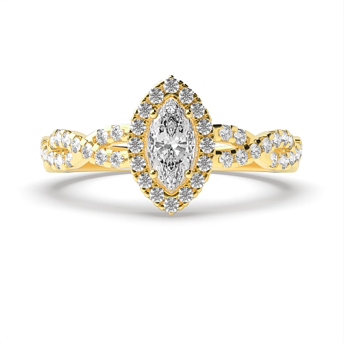 Yellow Gold Crossing shank Engagement Rings
