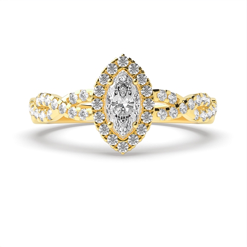 4 Prong Yellow Gold Crossing shank Antique Engagement Rings