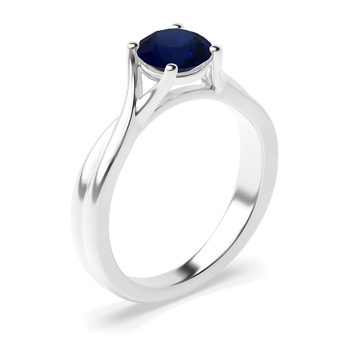 Round Split shoulder Crossover Blue Sapphire Engagement Rings