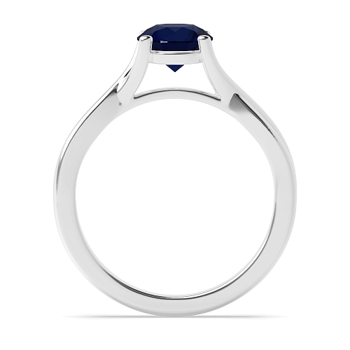 Round Split shoulder Crossover Blue Sapphire Engagement Rings