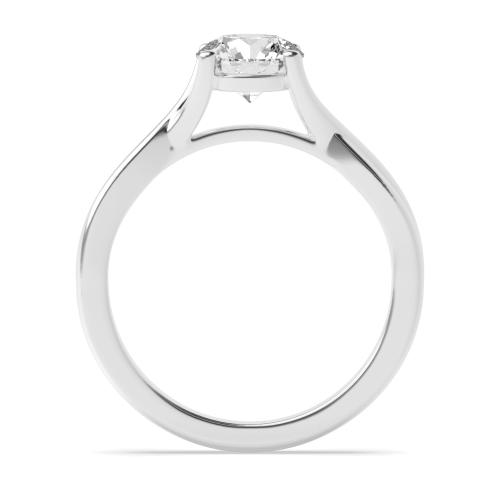 4 Prong Round Split shoulder cross over Solitaire Engagement Ring