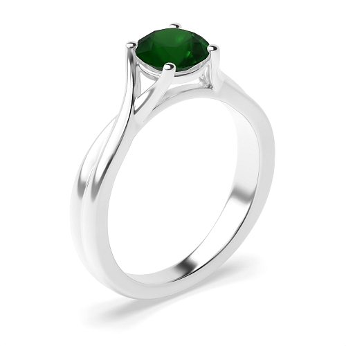 Round Split shoulder Crossover Emerald Unusual Engagement Rings