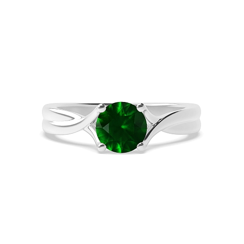 Round Split shoulder Crossover Emerald Unusual Engagement Rings