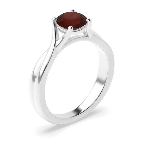 Round Split shoulder Crossover Garnet Engagement Rings