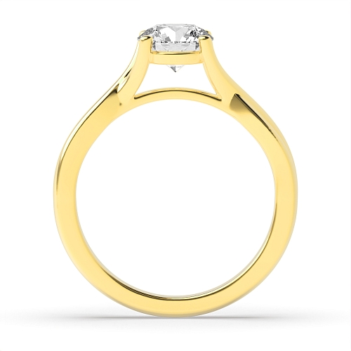 Round Yellow Gold Split shoulder Crossover Unique Engagement Rings