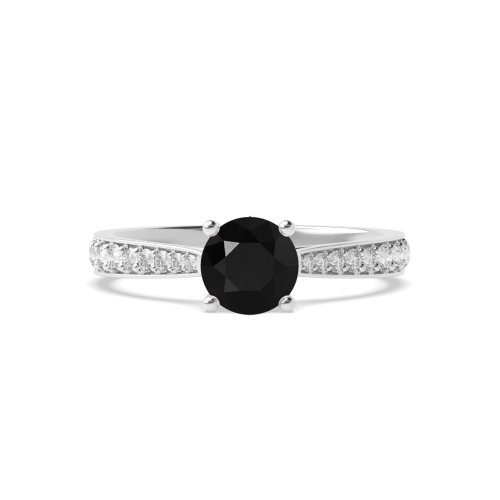 Black Diamond Side Stone Engagement Ring