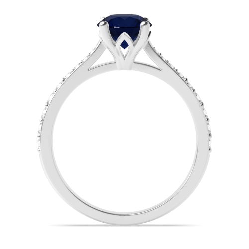Blue Sapphire Side Stone Engagement Ring