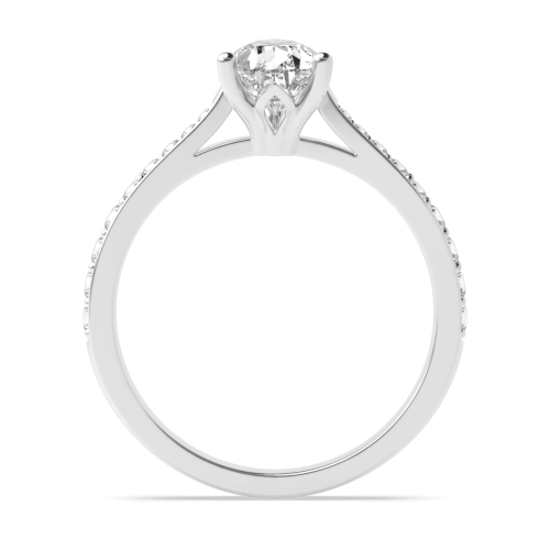 Prong Pear Side Stone Engagement Ring