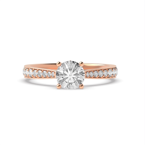 4 Prong Rose Gold Tappered shoulder set Engagement Rings
