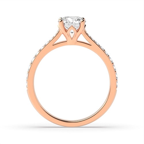 4 Prong Rose Gold Tappered shoulder set Engagement Rings