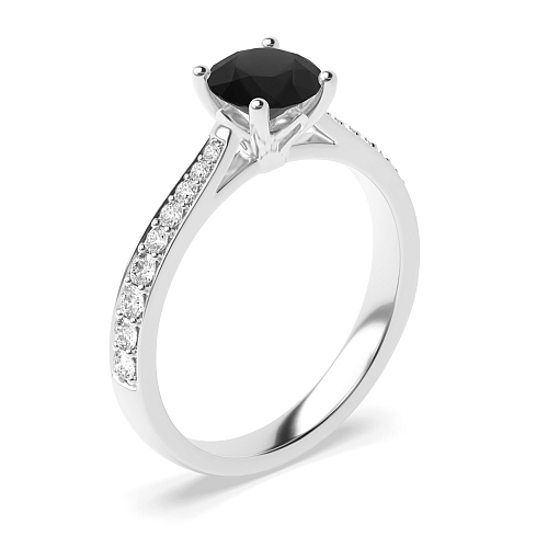 4 Prong Tappered shoulder set Black Diamond Engagement Rings