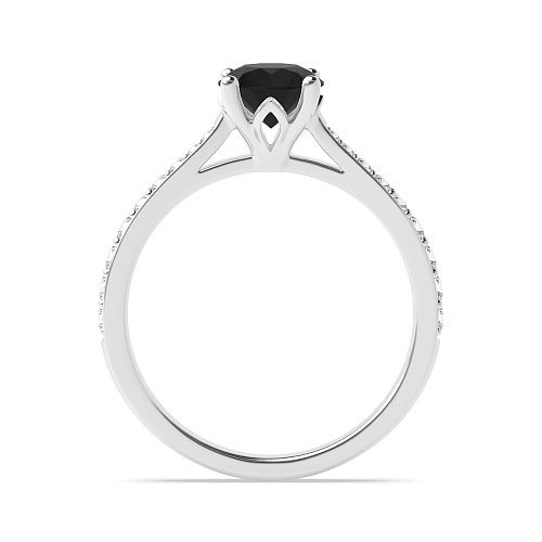 4 Prong Tappered shoulder set Black Diamond Engagement Rings