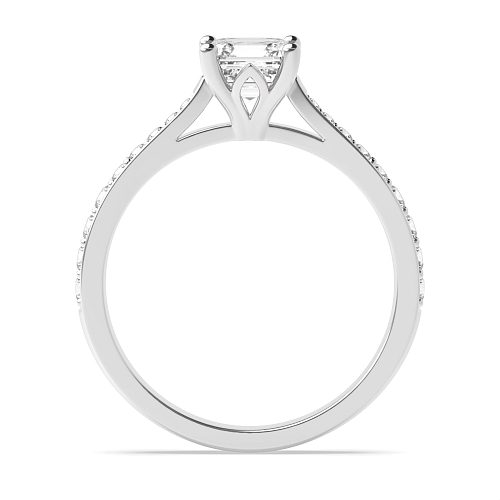 4 Prong Asscher Tappered shoulder set Engagement Rings