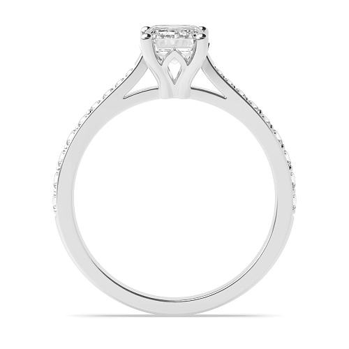 4 Prong Emerald Tappered shoulder set Engagement Rings