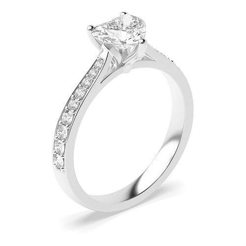 Prong Heart Tappered shoulder set Engagement Rings