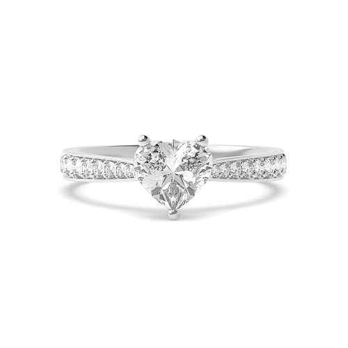 Prong Heart Tappered shoulder set Engagement Rings
