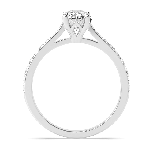 4 Prong Oval Tappered Shoulder set Side Stone Engagement Ring