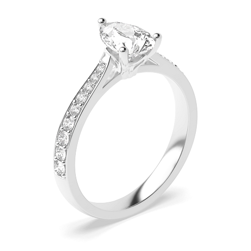 Prong Pear Tappered shoulder set Engagement Rings