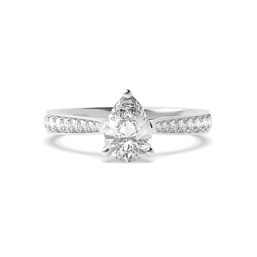 Prong Pear Tappered shoulder set Engagement Rings