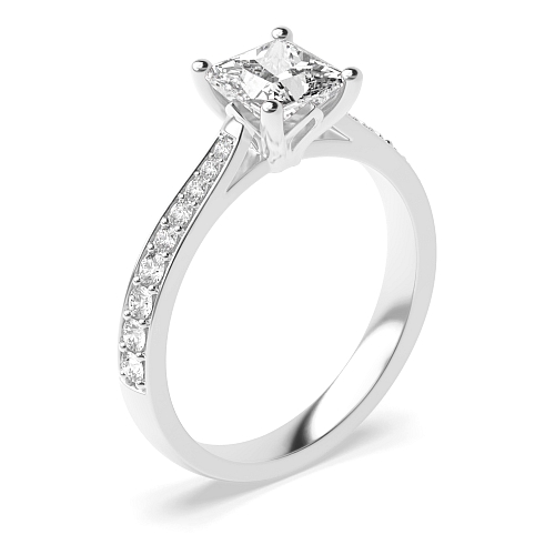 4 Prong Princess Tappered shoulder set Engagement Rings