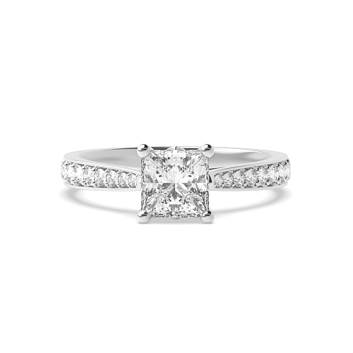 4 Prong Princess Tappered shoulder set Engagement Rings