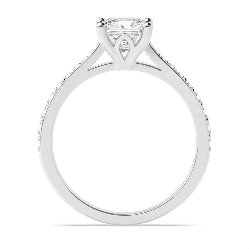 4 Prong Princess Tappered shoulder set Engagement Rings