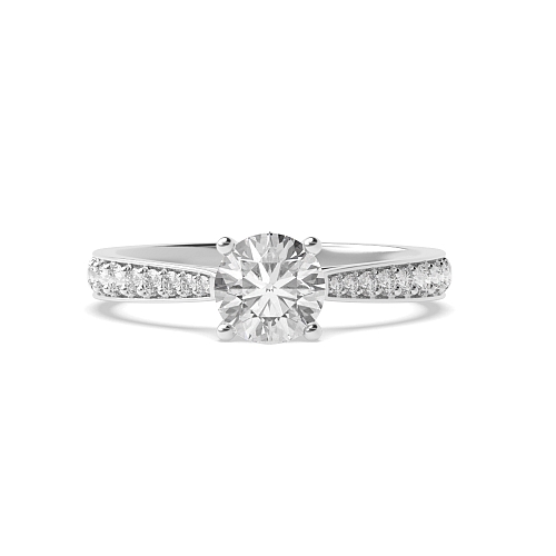 4 Prong Tappered Shoulder set Side Stone Engagement Ring