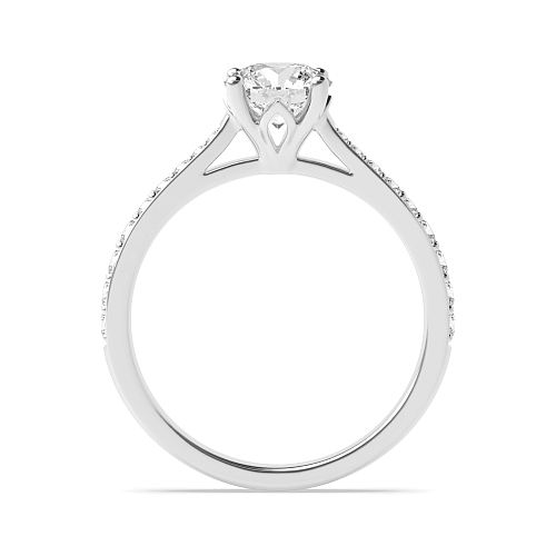 4 Prong Tappered Shoulder set Lab Grown Diamond Side Stone Engagement Ring