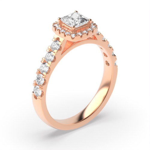 4 Prong Princess Rose Gold Thick shank Engagement Rings