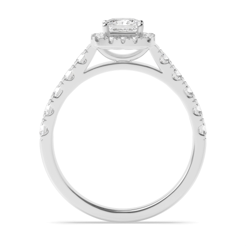 4 Prong Princess Silver Thick shank Side Stone Engagement Rings