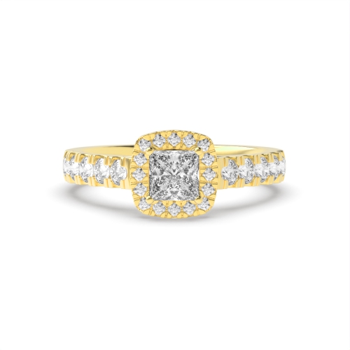 4 Prong Princess Yellow Gold Thick shank Engagement Rings